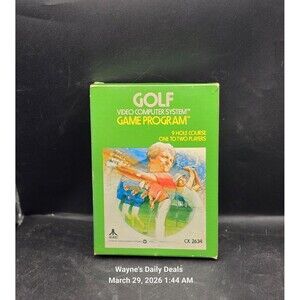 Vintage Atari 2600 Golf CX2634 Complete w/ Box & Manual Tested